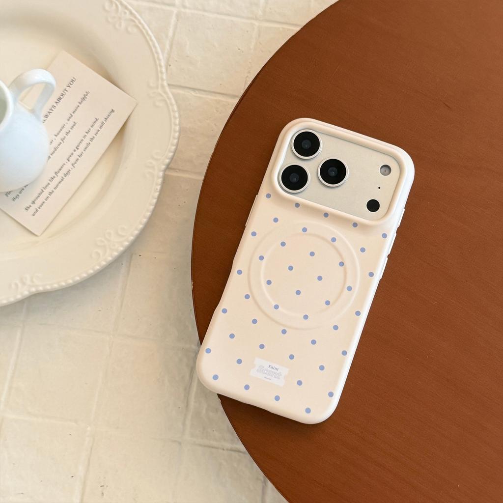 Korean Small Polka Dots Are Suitable for iPhone17pm Apple 16 Mobile Phone Case 14 Matte 15 Film Anti-drop 17 Soft Magnetic Attraction