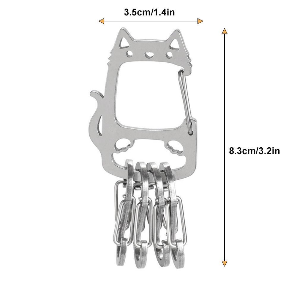 

Stainless Steel Keychain Portable Hook S Hook Quick Hang Waist Hanged Keyholder with 4 Keyrings Backpack Hanging Tool Outdoor