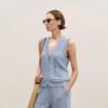LESS 2026 Summer V-Neck Cotton Sleeveless Cardigan