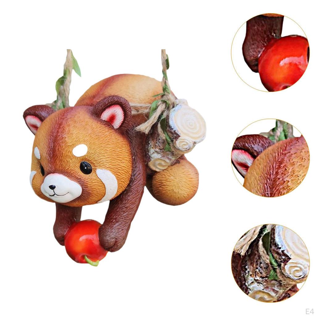 Hanging Garden Statue Animal Figure Gift Ornament Fence Resin Sculpture Lesser Panda Figurine for