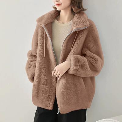 Nadrozmerná voľná fleecová bunda z koralového rúna pre ženy, jesenná a zimná, zhrubnutá, obojstranný fleece, polárna fleecová bunda, dámsky trend
