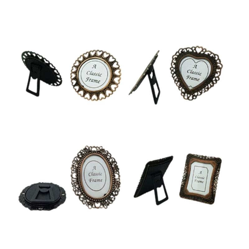Набор из 4 ретро-мини-фоторамок 1 дюйм Маленькая металлическая фоторамка Антикварная крошечная фоторамка Галерея Искусство Декор Подарок