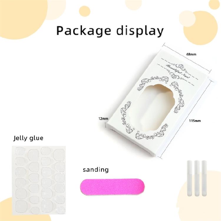 24pcs Women's French Tip Press On Nail Almond Shape False Nail with Leopard Flower Designs Gold Beads Stick On Nail Gift
