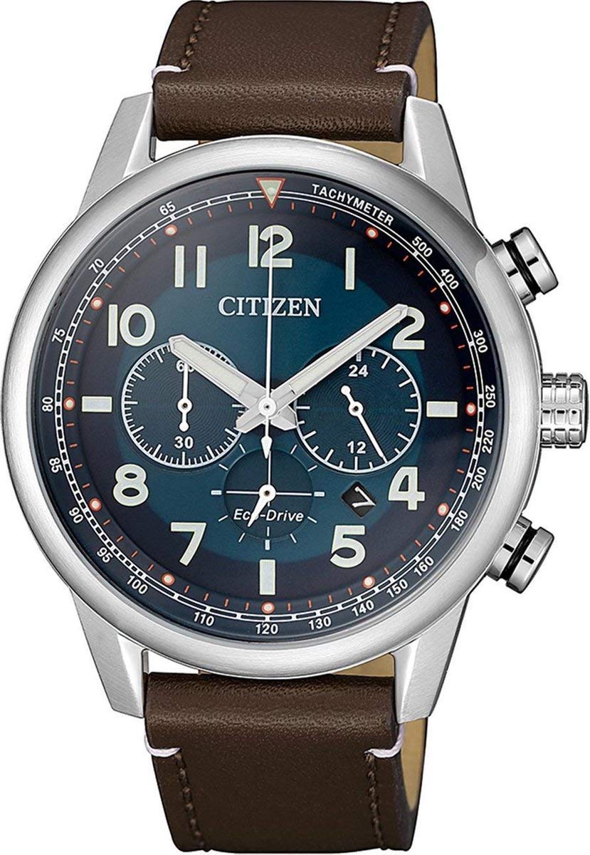 

Citizen Sports Chronograph Leather Strap One Eco-Drive Men s Watch, Brown, Size, Chronograph.