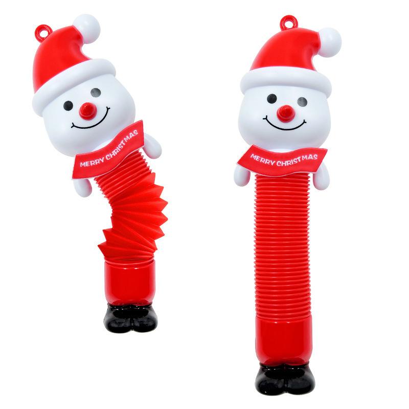 Glowing Stretch Snail Decompression Toy Santa Claus with Light Telescopic Tube