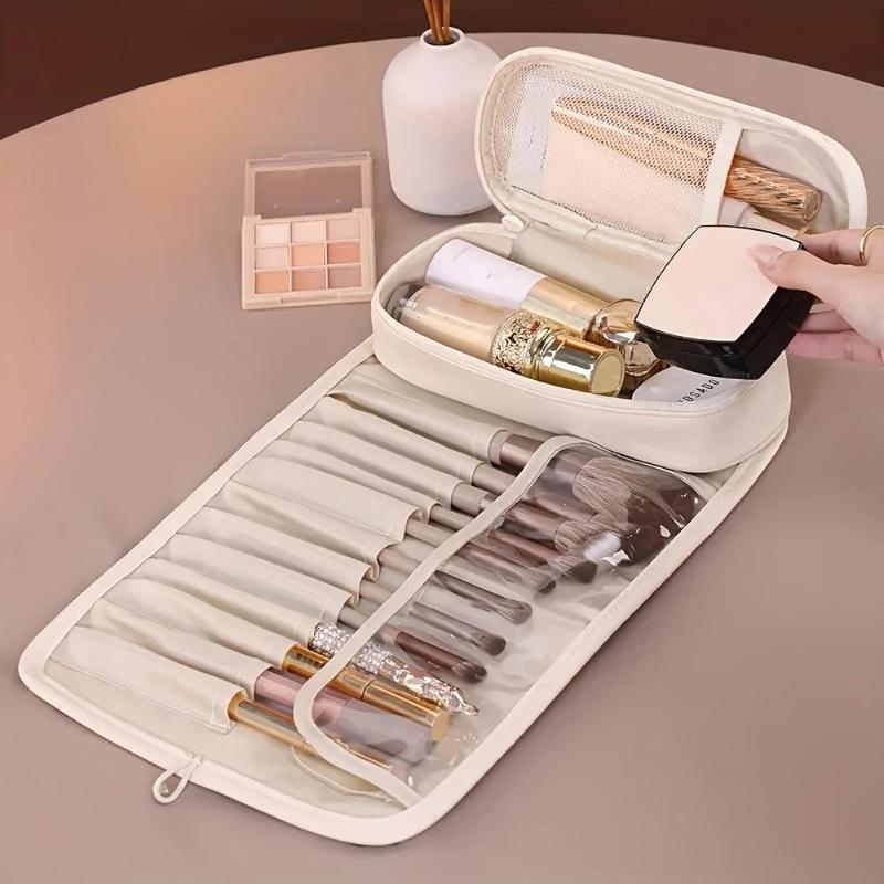 Large Capacity Multifunctional Makeup Bag, Women'S Travel Makeup Brush Bag, Portable Folding Beauty Makeup Storage Bag