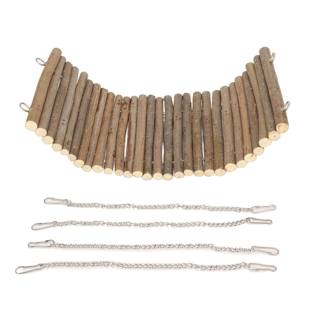 Hamster Wooden Swing Natural Large Space Climbing Playing Hamster Swing Hammock with Hanging Chain