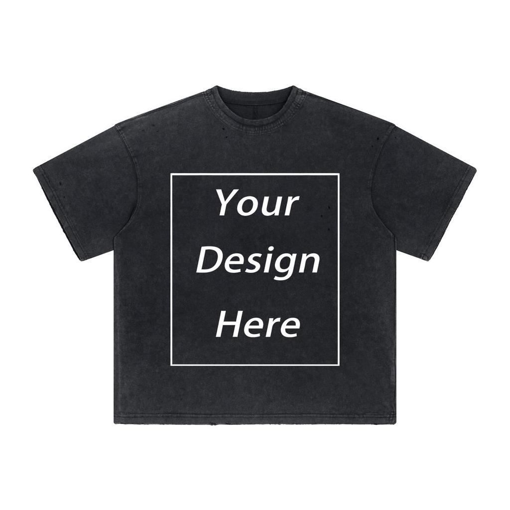 T-shirt 100 % coton délavé 250 g/m², motif personnalisé, pour homme