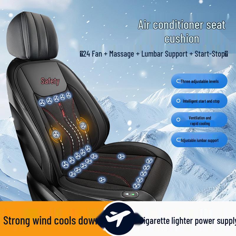 Summer Ventilated Car Seat Pad with 12V/24V Fan, Cooling, and Massage Cushion for Trucks
