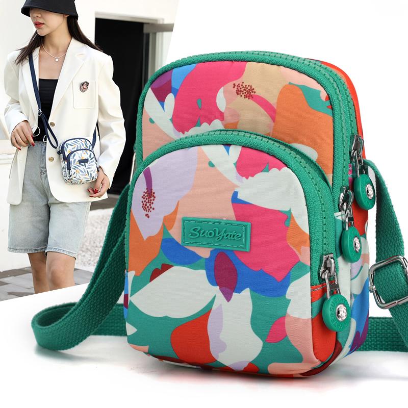 Fashion Floral Pattern Female Mini Bag Fabric Girls Small Shoulder Bag Pretty Style Girls Shopping Phone Bag