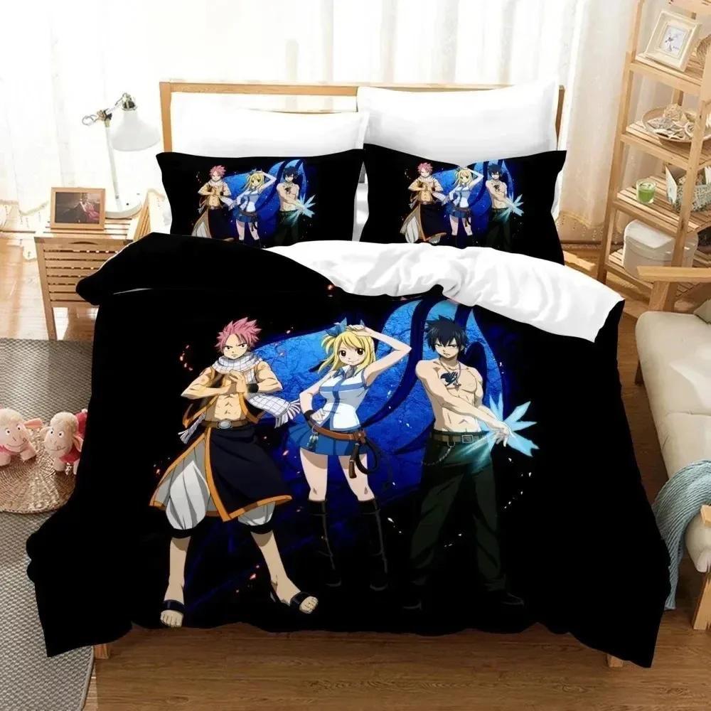 Anime 3D Printed Fairy Tail Bedding Set Duvet Cover Pillowcase Boys Girls Single Twin Full Queen King Size Adult Bedding gift