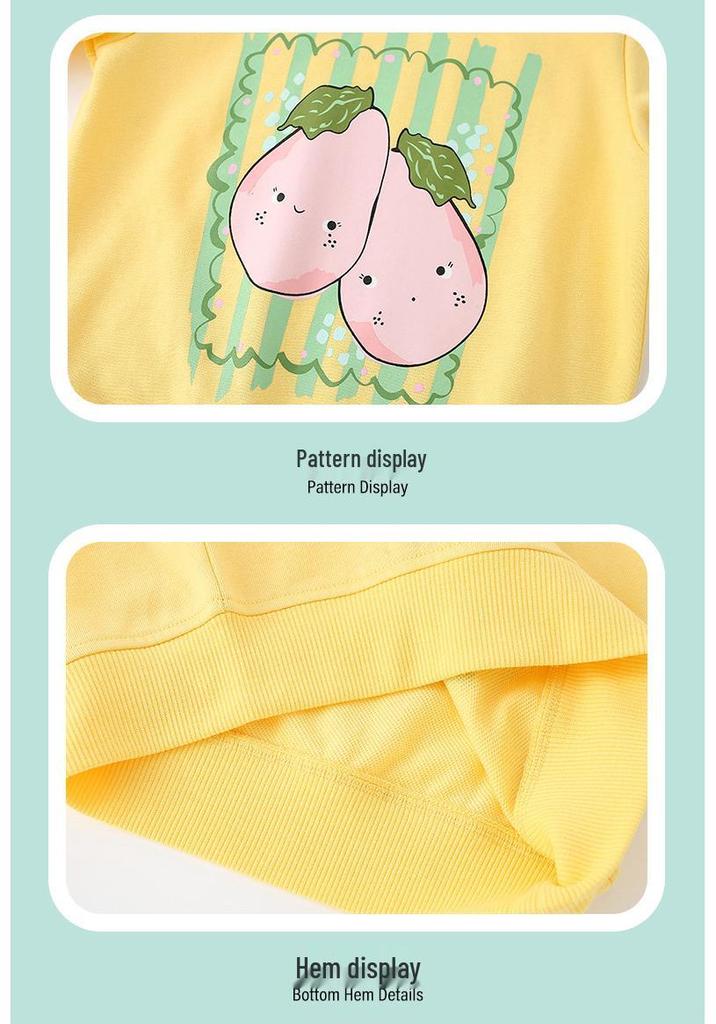 Casual Autumn/Winter Girls' Sweatshirt with Eggplant Print, Round Neck, for 26-Year-Olds, In Stock