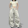 American Streetwear Jogging Cargo Pants Women High Waist Side Straps Loose Punk Wide Leg Trousers Fashion Hip Hop Parachute Pant