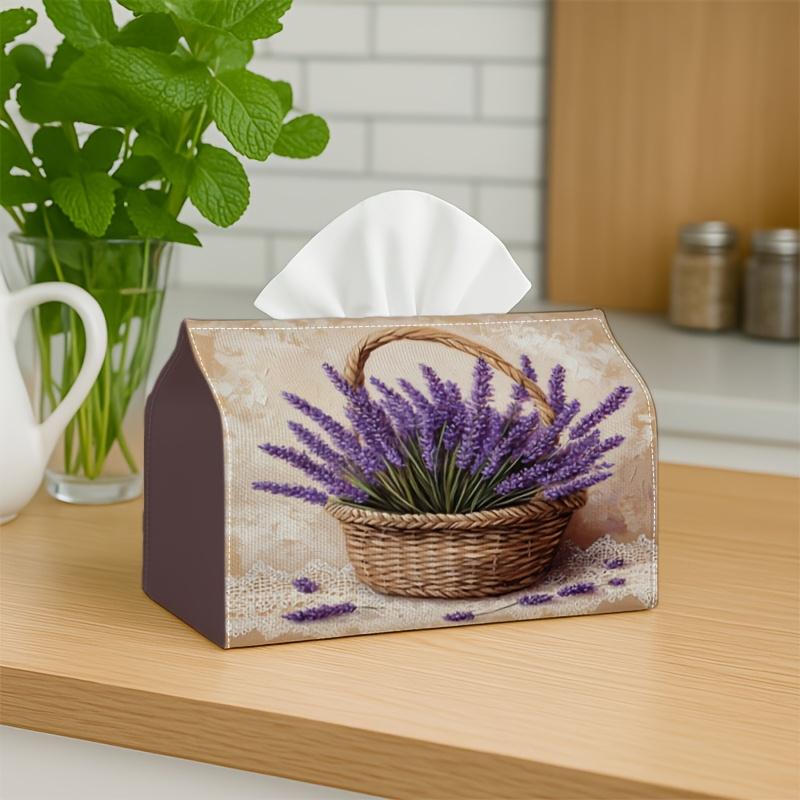 1pc, 2d Flat Printing, Tissue Box Rustic-style Provence Vintage Tissue Box, Suitable for Use In Cars, Kitchens, Restaurants, and Home Decorations. It