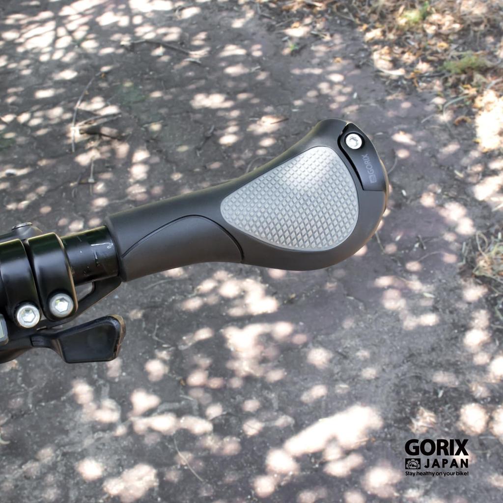 GORIX Bicycle Shock Ergo Customizable Grip for Cross Mini Electric and Other Black X Gray Grips, Absorbing, Grips, Replacement, Lock-On, Bikes, MTB,