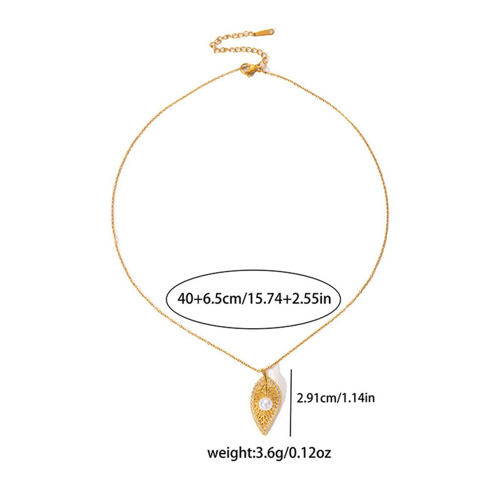 Leaf Pearl Necklace For Women Fashionable Simple Micro Inlaid Hollowed Out Light Luxury Versatile Accessories Gift