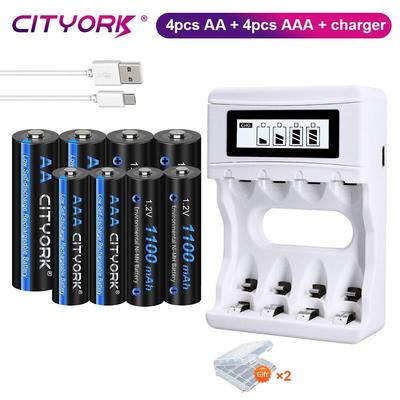 Cityork 1.2V AA Rechargeable Battery +1.2V AAA Rechargeable Batteries+LCD USB Battery Charger For 1.2V AA AAA Nimh NI-MH Battery