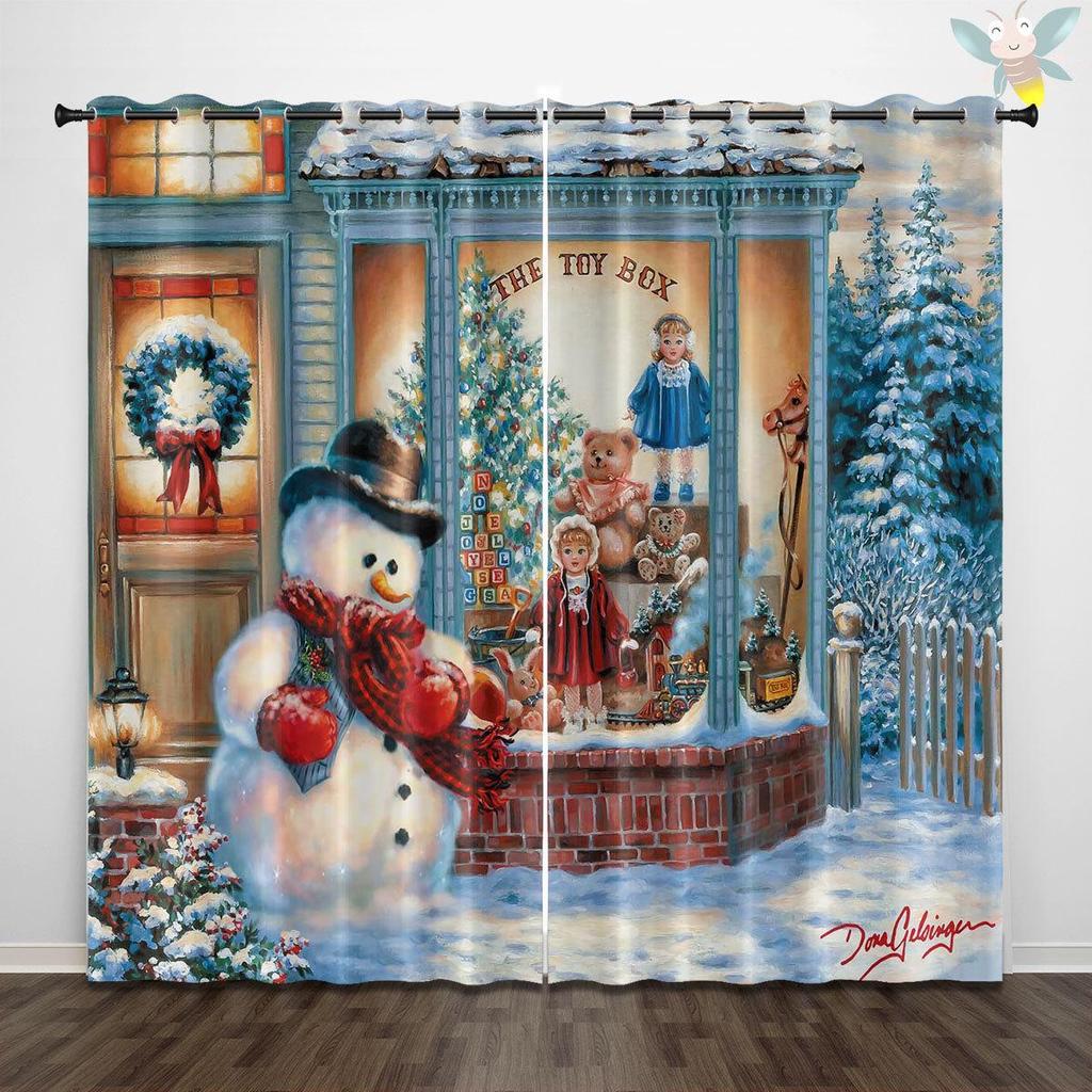 Custom High-Precision Blackout Silk Christmas Curtains with Grommet/Rod Pocket