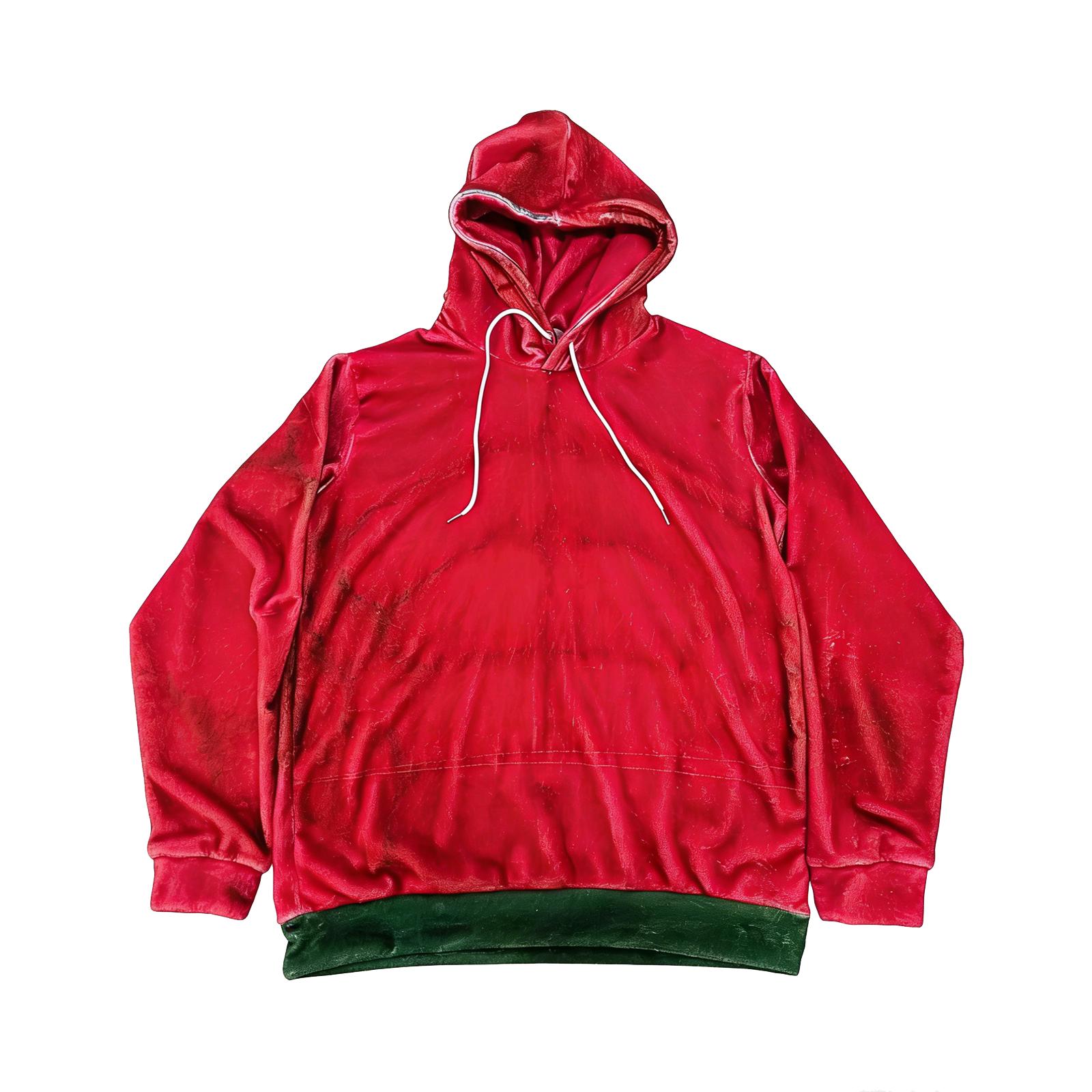 Men s Fashion Flannel Hooded Sweatshirt Winter Long-Sleeve Patchwork Sweatshirt XL арбуз красный 2640₽