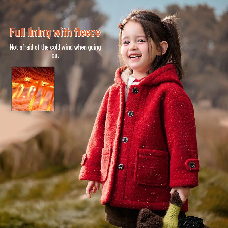ASK JUNIOR Girls' Winter Fleece-Lined Hooded Padded Jacket