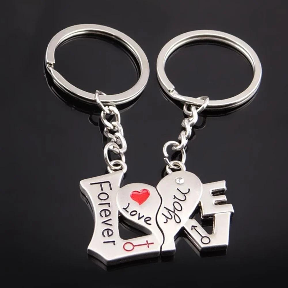 Creative Couple Keychain One Arrow Piercing Heart Shaped Keyring Backpack Car Pendant For Women Men Anniversary Birthday Gift