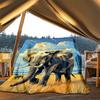 1pc African Elephant Print Outdoor Flannel Blanket, Cozy & Warm Soft Te Playful Design, Napping Camping,