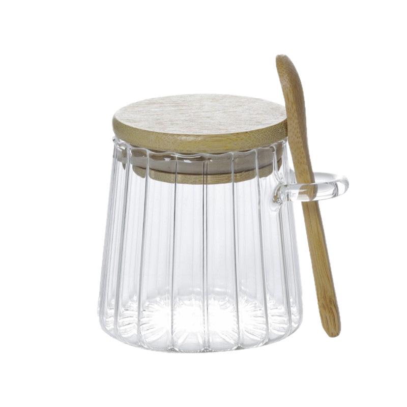 Striped Mini Cone Glass Jar for Snacks, Cereal, Tea, and Seasonings - Sealed Transparent Storage Jar