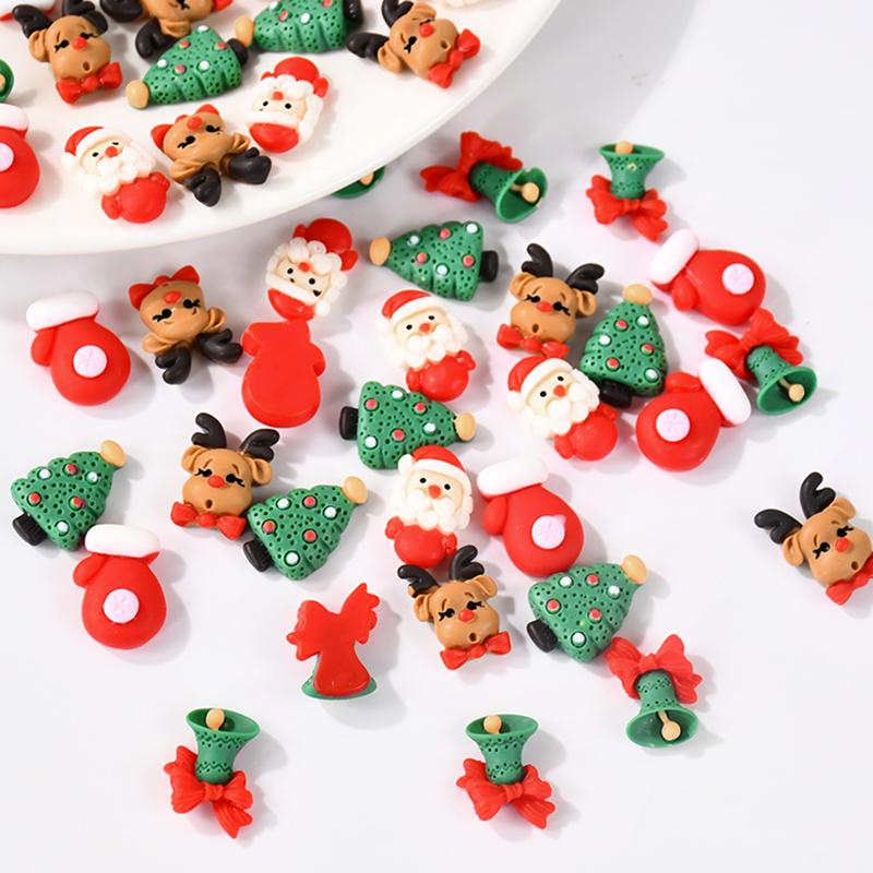 10/20pcs Christmas Mix Resin Crafts Ornament Mini Santa Claus Xmas Tree Figurine DIY Decorations New Year Gifts Party Supplies