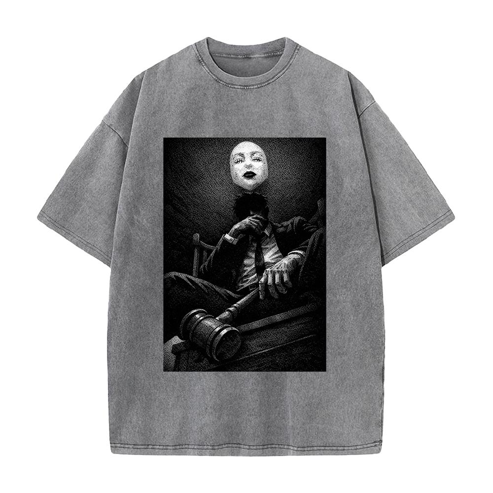 

Jujutsu Kaisen T Shirt Hiromi Higuruma Vintage Washed Oversized T-shirt Men Clothing Summer Short Sleeve O-Neck Cotton Tees Tops S серый