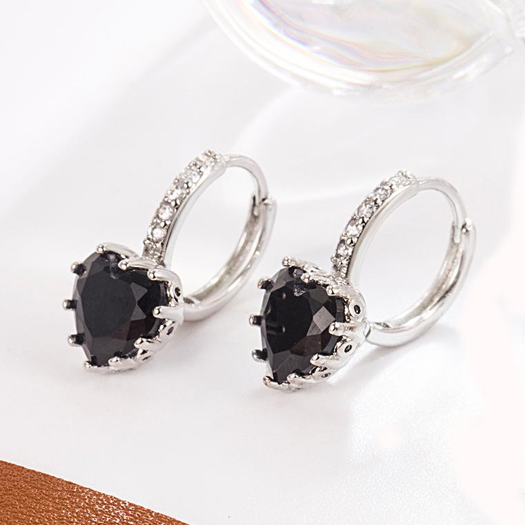 Korean Style Multi-Color Heart Zircon Earrings for Women