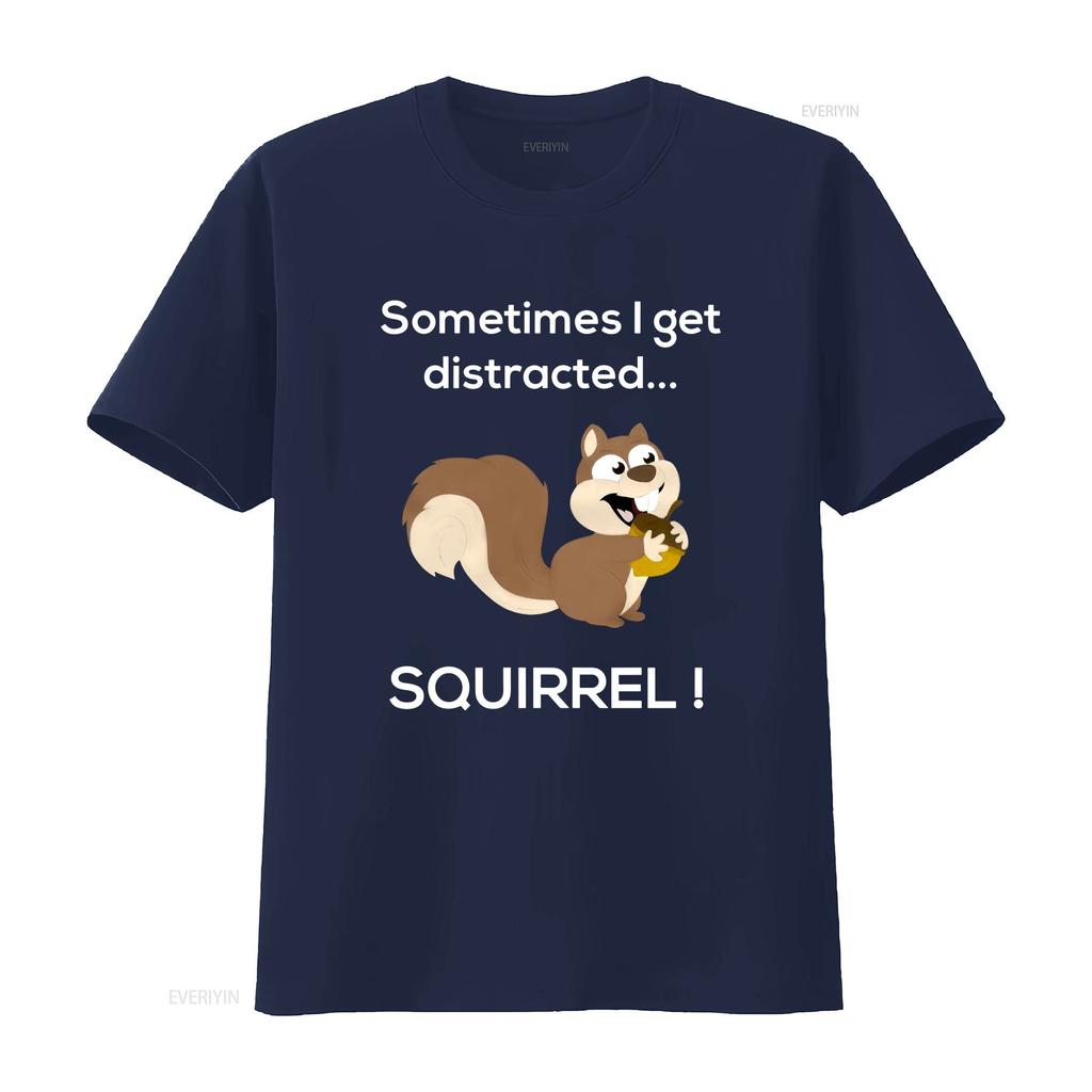Funny Distracted Squirrel T Shirt Animal Zoo Farm Meme  vintage Washed streetwear Unisex homme Stretched Comfortable Casual