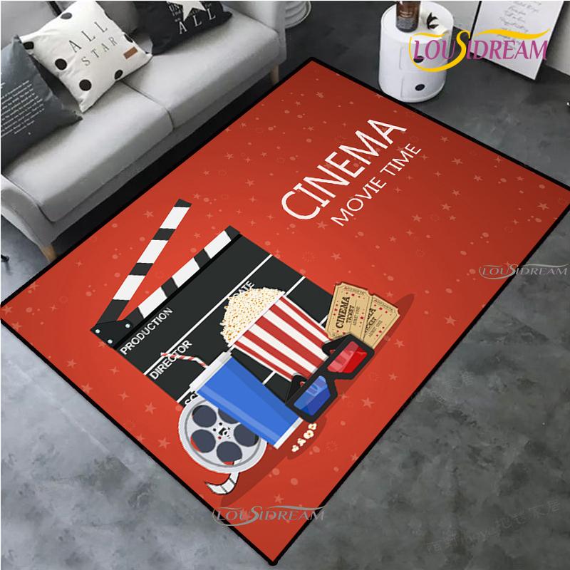 Movie Night Clapboard Area Rug Home Theater Film Art Rugs Cinema Carpet Non-Slip Home Decoration for Bedroom Living Playing Room