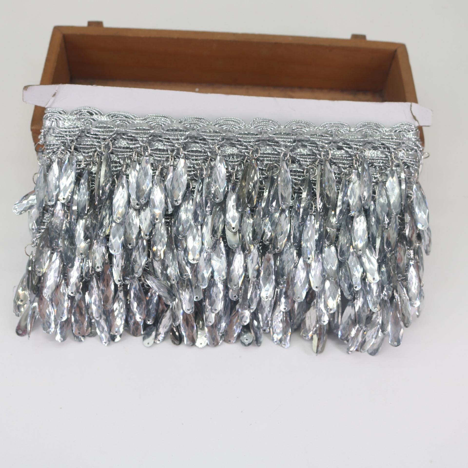 

Gold Hanging Piece Lace Diy Belly Dance Costume Stage Clothing Accessories Laser Hanging Piece Accessories 4.5cm * Silver