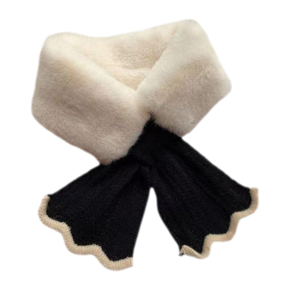 Comfortable Faux Rabbit Hair Winter Scarf Thick Soft Knit Scarf Windproof Silky Neck Guard Scarves Outdoor Neckwear
