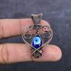 Blue Evil Eye Gemstone Handmade Copper Wire Wrap Jewelry Pendant 1.89" r8O10