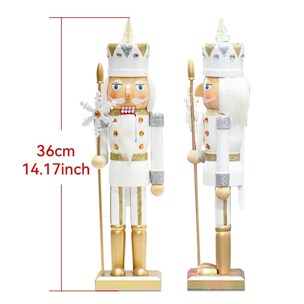 36CM 1Pcs Nutcracker gold snowflake walnut soldier solid wood Christmas decoration home living room tabletop crafts