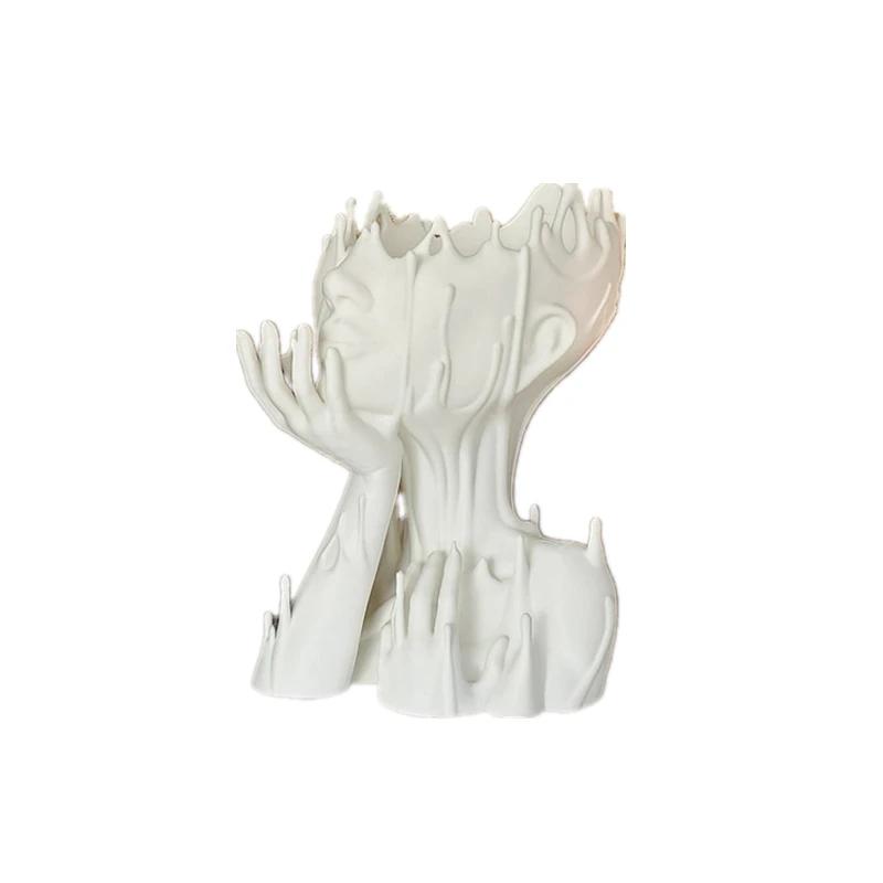 

Art Succulent Pot Girl Flower Plant Planter Resin Container Flowerpot Figure Garden Vase Potted Plant Decor Tabletop Ornament белый