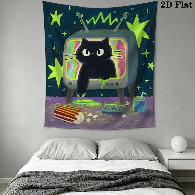 Little Black Cat Pattern Home Decor Tapestry, Wall Hanging, Decorative RV Wall Cloth.MGT0918359