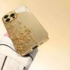 Newly designed gold branch flower pattern electroplated glass phone case, suitable for iPhone 17/16/15/14/13/12/11, etc.
