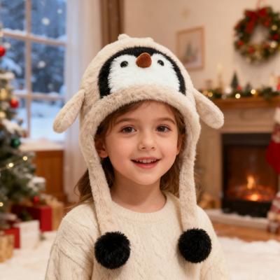Kids Hat Penguin Design Knitted Winter Hat Thickened Warm 2 In 1 Autumn Winter Knitting Hat Convertible Tote Bag