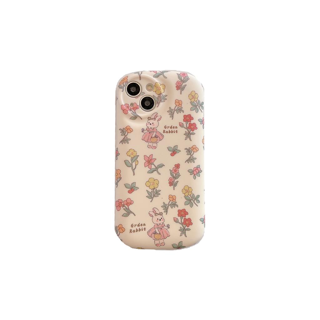Floral Bunny Case for iPhone 17 Pro Max Apple 16 Phone Case 15/14 Soft Case Skin Feel Matte