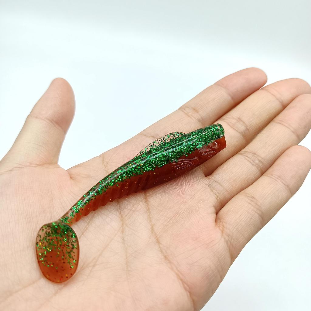 DUODUOYU 6PCS New TPE T-Tail Soft Fishing Lure 4.2g/76mm Jigging Wobblers Tackle Bass Pike Artificial Silicone Swimbait Tackle