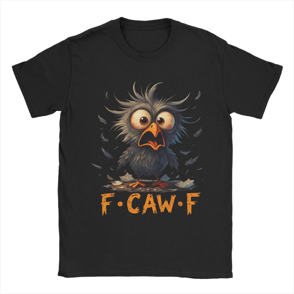 F-Caw-F Czarna Wrona Zabawny Ptak Kraczący Grunge T-Shirt Popularne Koszulki Krótki Rękaw Zabawne Topy Okrągły Dekolt Oversize