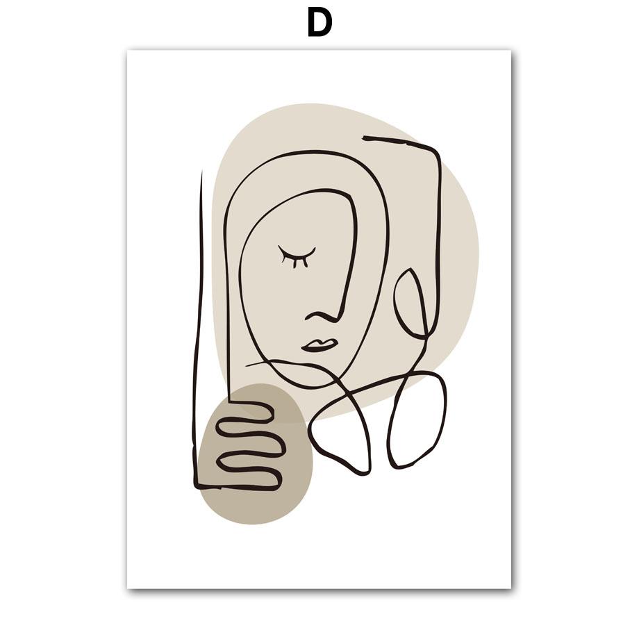 Wall Art Canvas Painting Black White Line Face Body Abstract Nordic Posters And Prints Wall Pictures For Living Room Decoration