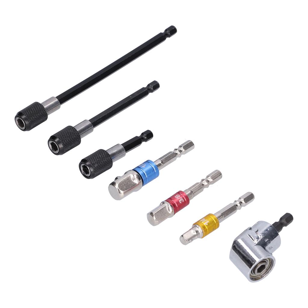 7Pcs Socket Adapter Hex Shank Metal Colourful Screwdriver Bit Holder Extension Set Kit