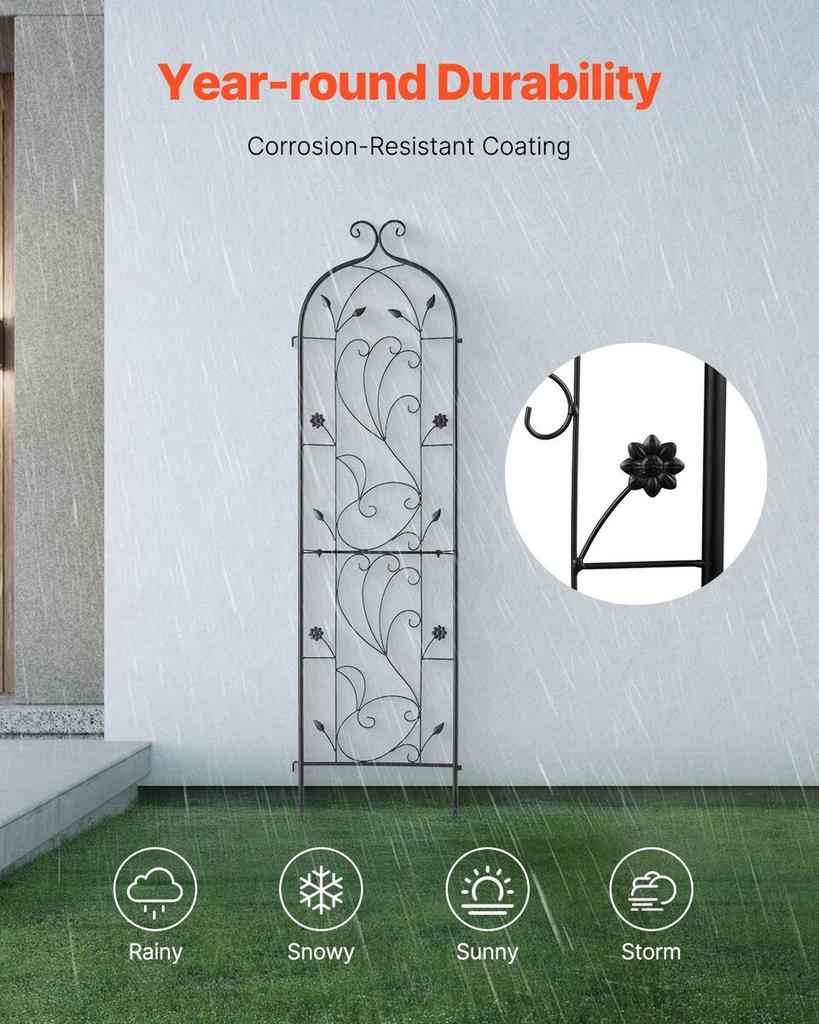 Metal Garden Trellis for Climbing Plant Support 60 X 15 In Rustproof
