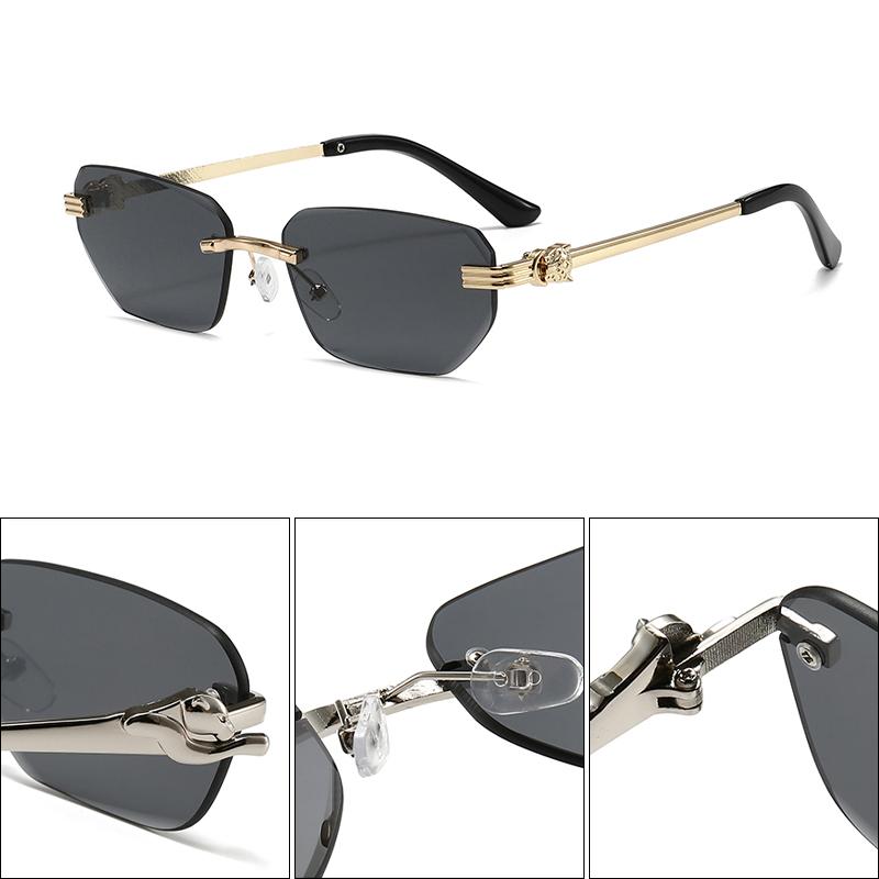 Xiaomi Women Rimless Rectangle Sunglasses UV400 Silver Alloy Temples Multi Color Gradient Fashion Daily Shades