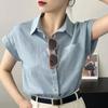 Women's Korean Version of Loose Short-sleeved Polo Shirt Chiffon Lapel Shirt Summer Tops Thin Shirt Button Cardigan