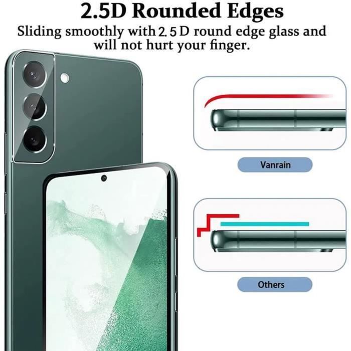 Verre trempé pour samsung s22 plus [lot 4] - transparent intégral bord noir vitre protection ecran