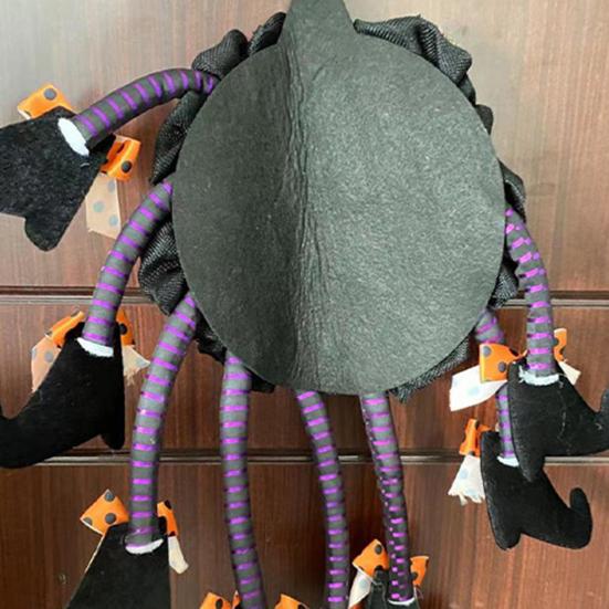 Halloween Spider Door Hanging Decoration with Bowknots Soft Cloth Cartoon Multi-legs Spider Wall Decor Wreath Party Supplies